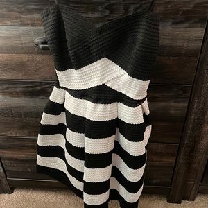 Black and white striped dress